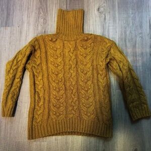 Cozy Mustard Cable Knit Kids Sweater